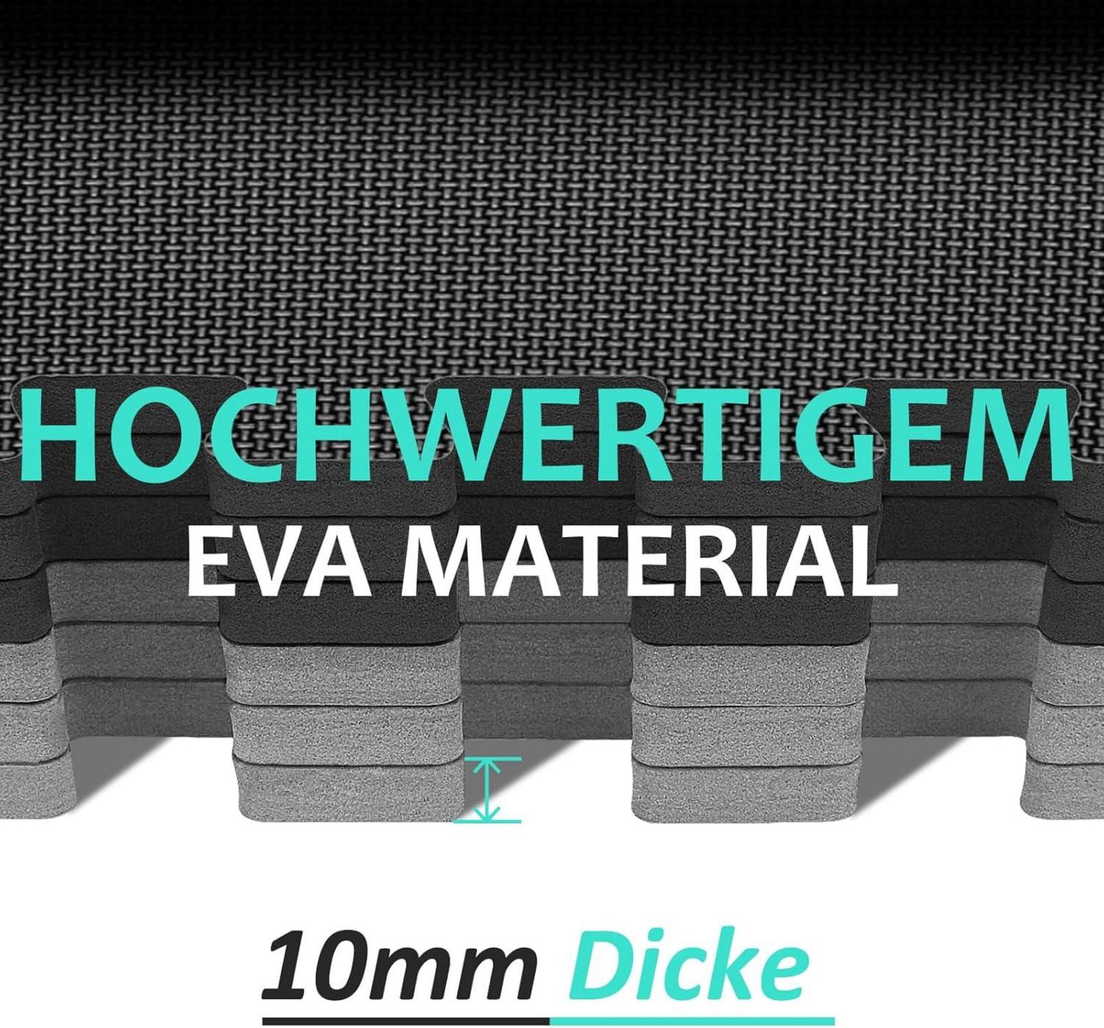 Fitness Bodenschutzmatte Set 31x31cm Puzzlematte Eva Sportmatte Muster rutschfest schwarz grau Outdoor 4.41 Qm 48 Matten
