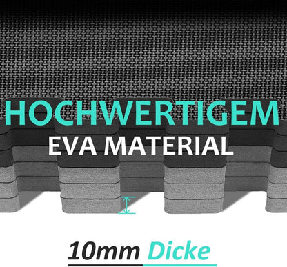 Fitness Bodenschutzmatte Set 31x31cm Puzzlematte Eva Sportmatte Muster rutschfest schwarz grau Outdoor 4.41 Qm 48 Matten