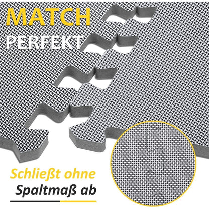 Bodenschutzmatte Fitness Set 24 Matten Eva Puzzlematte Grau