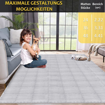Bodenschutzmatte Fitness Set 24 Matten Eva Puzzlematte Grau