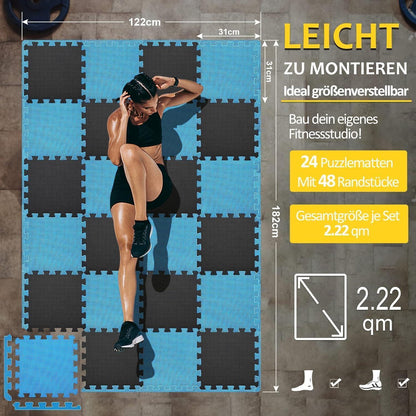 Bodenschutzmatte Fitness Set 24/36/48 Puzzlematte Eva