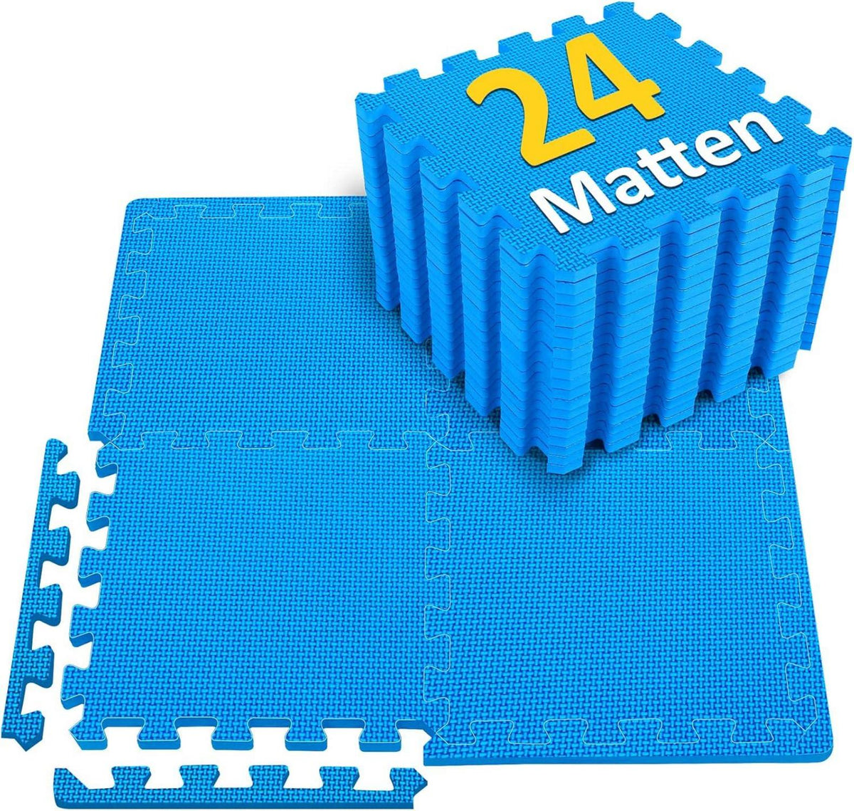 Fitness Puzzlematte Eva rutschfest Bodenschutzmatte 24 Matten Blau