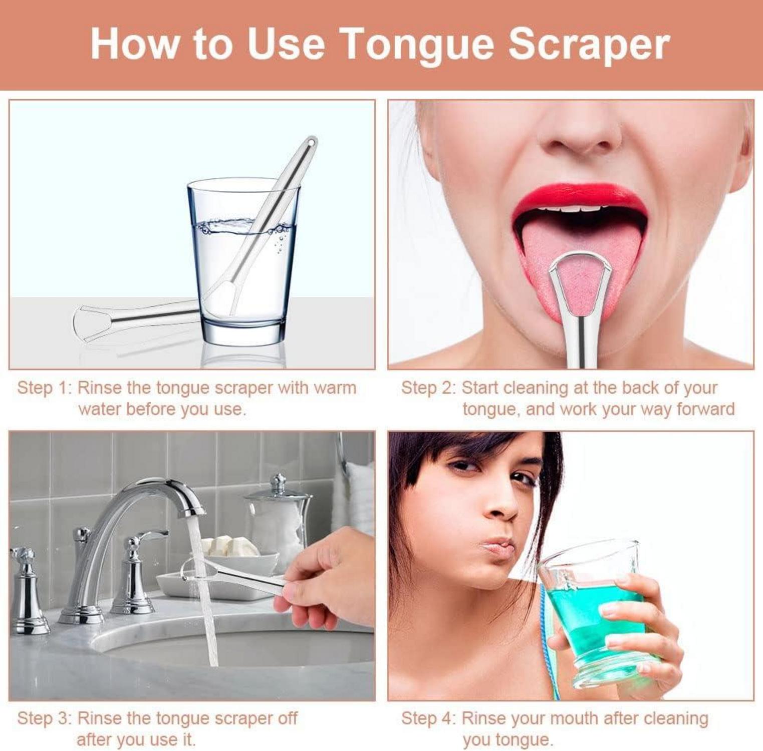 ACWOO Zungenreiniger Edelstahl 2 Stück Zungenschaber Tongue Scraper Mundpflege