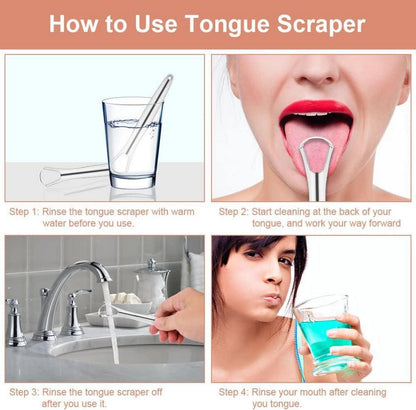 ACWOO Zungenreiniger Edelstahl 2 Stück Zungenschaber Tongue Scraper Mundpflege