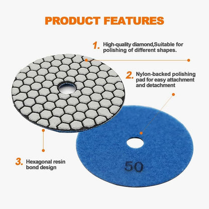 Diamant Polierscheiben Set 7tlg 100mm #50 Trocken Granit Marmor