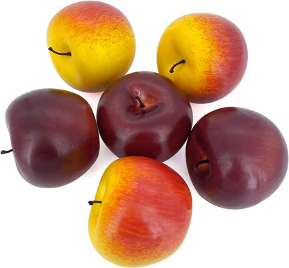 6x Lebensechte künstliche rote Äpfel Deko Faux Fruits 8x8x7cm