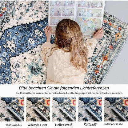Boho Teppich 90x150cm Waschbar – Weicher Kurzflor für Wohnzimmer