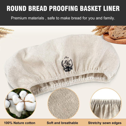 Walfos Gärkorb Set Rundes 23cm Brotbacken aus Rattan inkl. Brotmesser & Leinenbezug