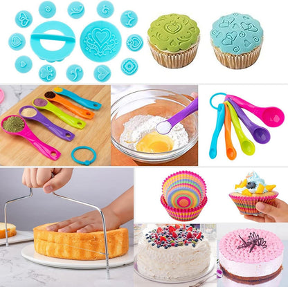 Torten Deko Set 356-teilig Backzubehör Kuchen Zubehör Tortenplatte Spritzbeutel