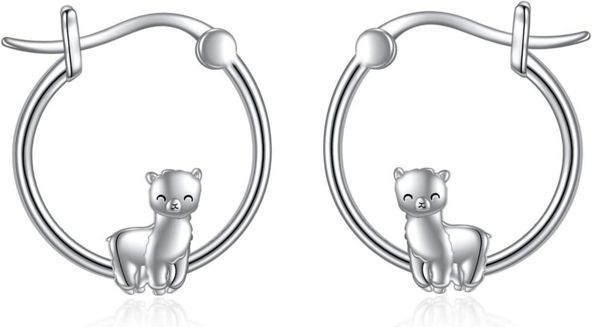 Lama Hoop Ohrringe 925 Sterling Silber Faultier Schmuck