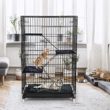 Katzenkäfig 4 Ebenen faltbar 360 Rollen Rampe Balkon 90x57x125 cm
