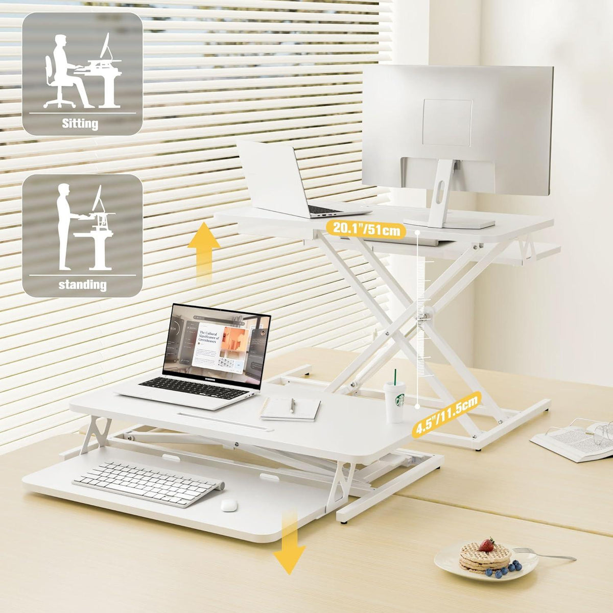 Höhenverstellbarer Steh-Sitz Schreibtisch Aufsatz 80x40cm