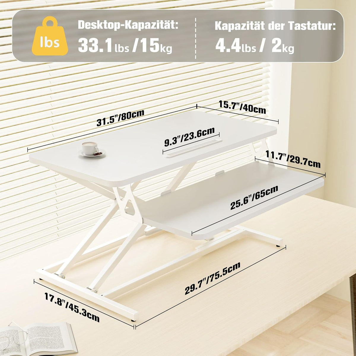 Höhenverstellbarer Schreibtischaufsatz Stehpult für Zwei Monitore