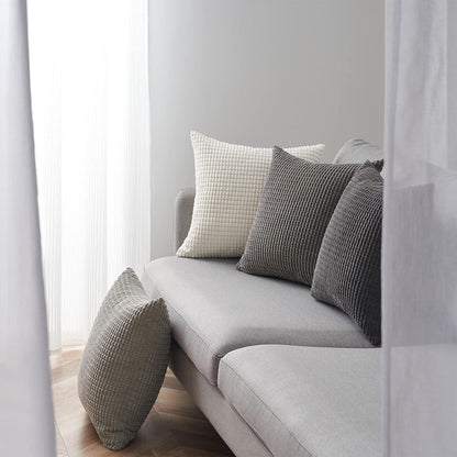 4er Set Kissenbezug 45x45 Grau Cord körnig Farbverlauf Wohnzimmer Schlafzimmer