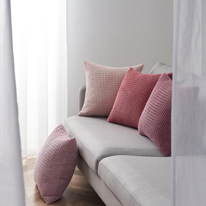 Kissenbezug 50x50 Rosa 4er Set Cord körnig Farbverlauf flauschig