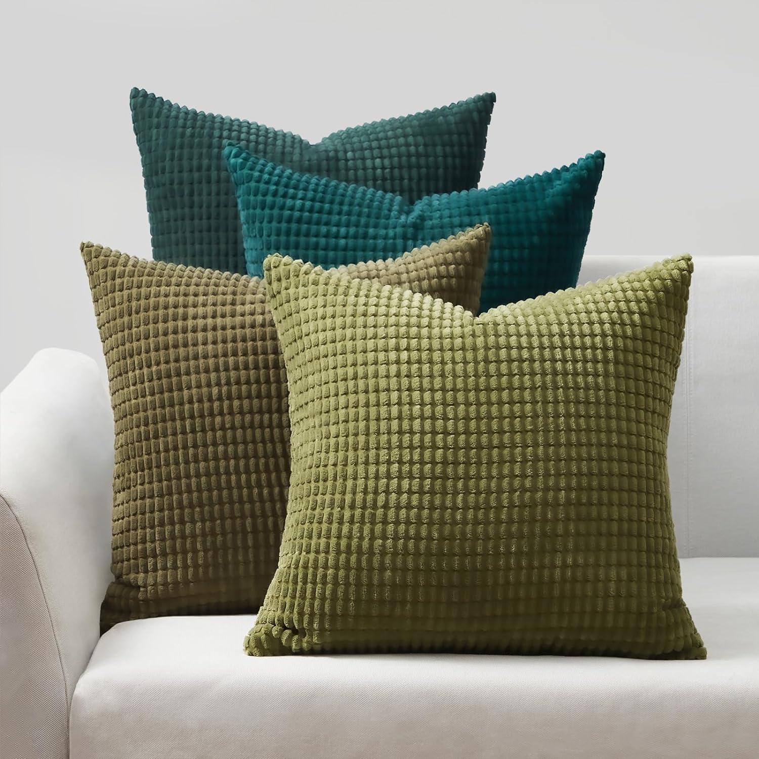 Kissenbezug 40x40 4er Set Grün Cord Farbverlauf für Sofa Schwungvilla