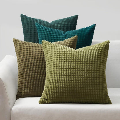 Kissenbezug 40x40 4er Set Grün Cord Farbverlauf für Sofa Schwungvilla