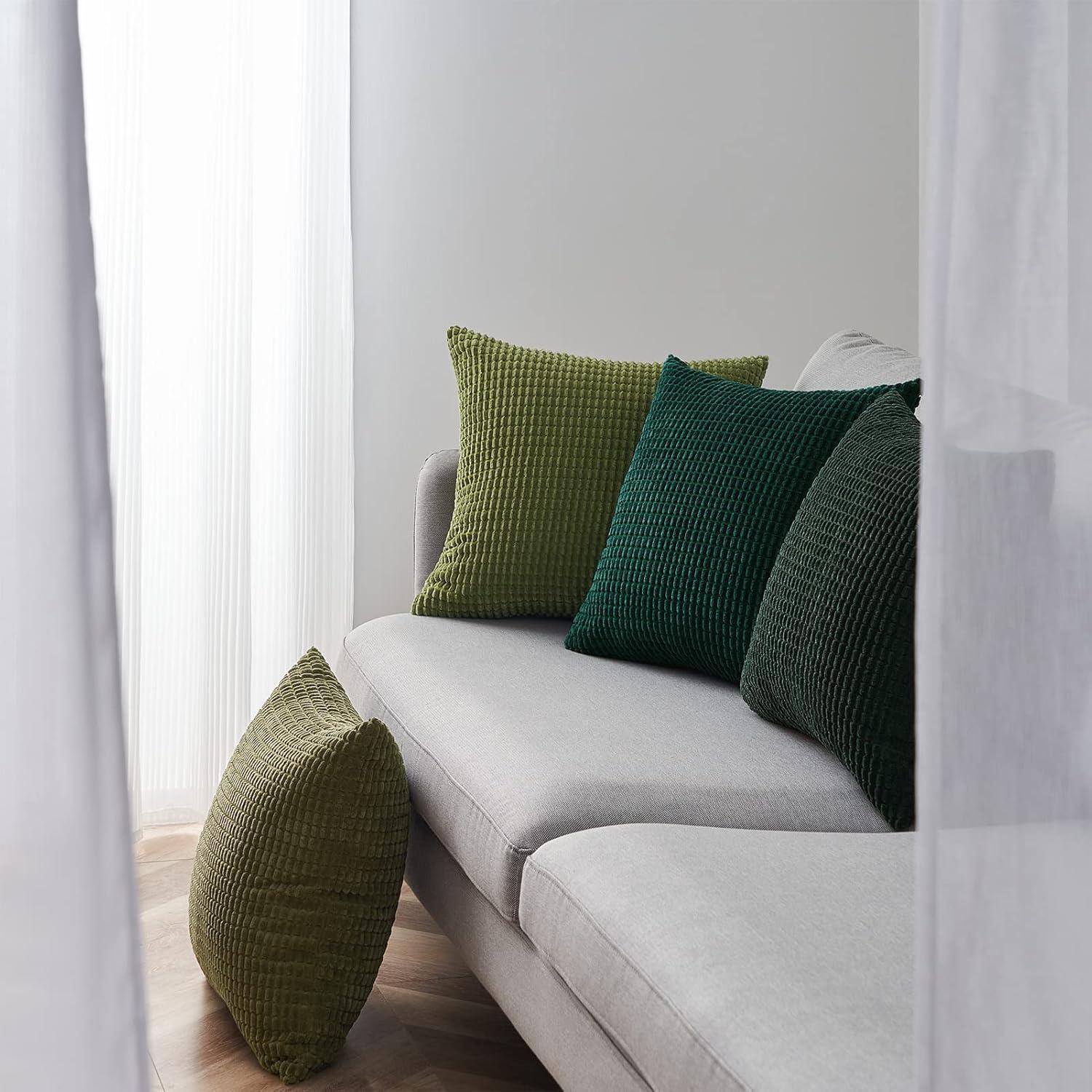 Kissenbezug 40x40 4er Set Grün Cord Farbverlauf für Sofa Schwungvilla