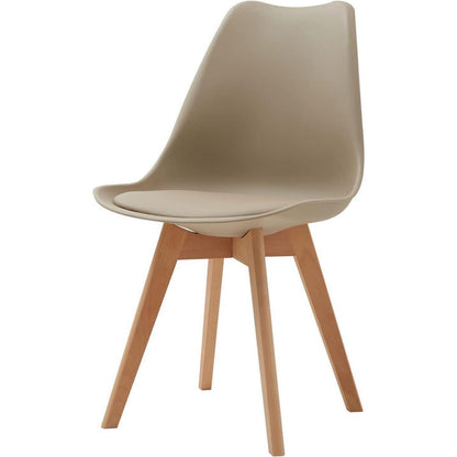 6 Esszimmerstühle Skandinavisch, Khaki & Holz in Lederoptik