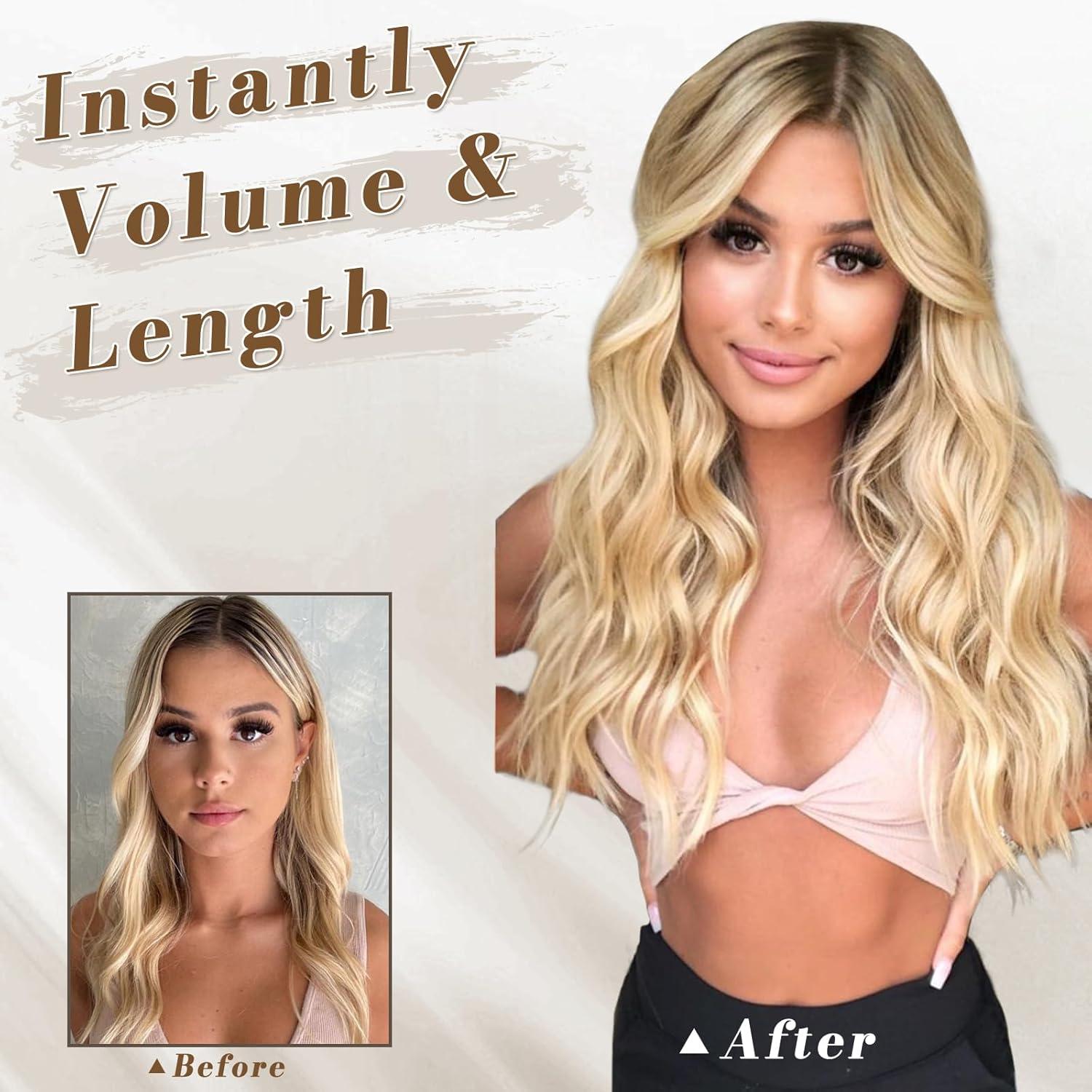 Clip in Haarverlängerungen Lang Wellig 5PCS Synthetisches Haarteil - 50 cm Butterblond