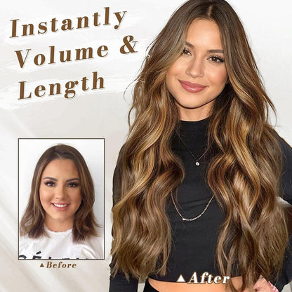 5 Clip in Haarverlängerungen - Toffee Brown mit goldblonden Strähnchen