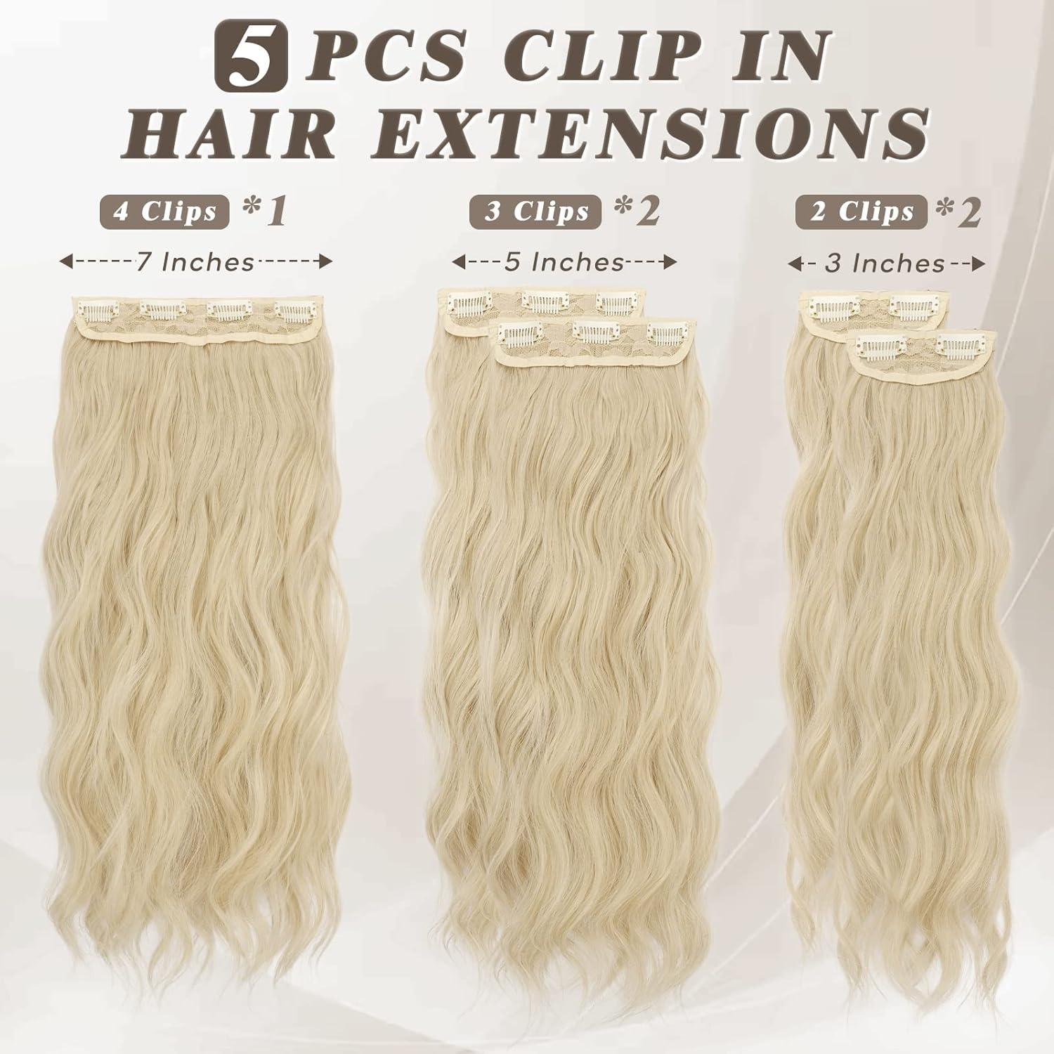 Clip in Haarverlängerung Set 5PCS, Lange Wellige Extensions