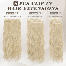 Clip in Haarverlängerung Set 5PCS, Lange Wellige Extensions