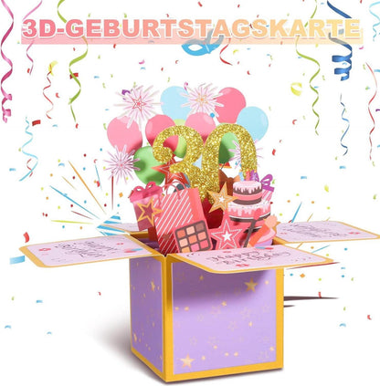 30. Geburtstagskarte 3D Pop Up Grußkarten Glückwünsche Umschlag