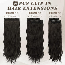 Lange Wellige Clip in Extensions, 5 PCS, Dickes