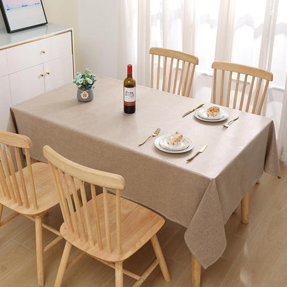 Abwaschbare Leinentischdecke mit Lotuseffekt, Hellbraun 140x220 cm