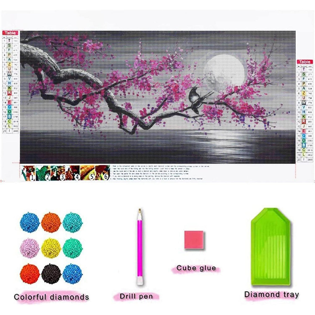 Diamant Painting XXL Lila Blume - Vollbild DIY Set 150x60cm