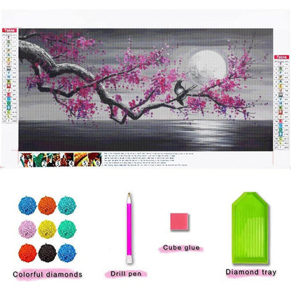 Diamant Painting XXL Lila Blume - Vollbild DIY Set 150x60cm