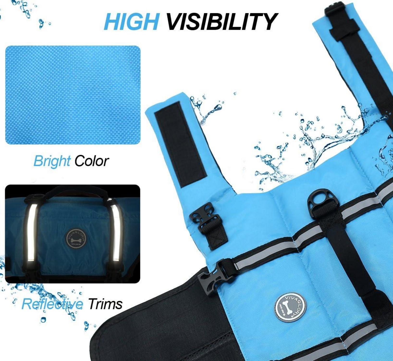 VIVAGLORY Hund Rettungsweste Schwimmweste Blau Auftrieb XXS