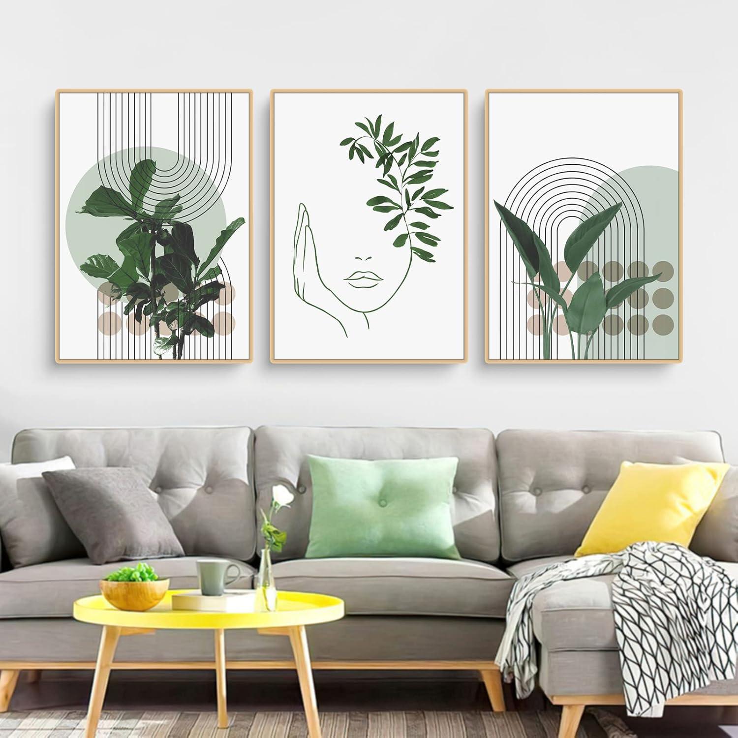 3er-Set Grüne Pflanze Poster Moderne Wandbilder 30x40cm