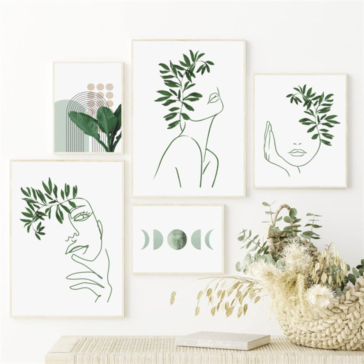 3-teiliges Bohemian Poster Set Grüne Pflanze Moderne Wandbilder 40x50cm