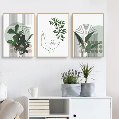 Bohemian Poster Set Grüne Pflanzen Wandbilder 40x50cm