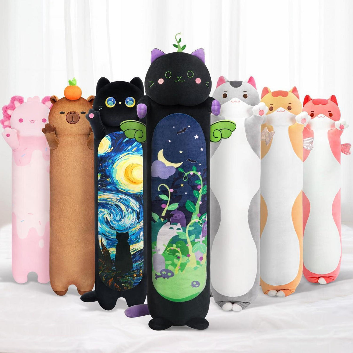 Langes Kuschelkissen Katze – Flauschiges Plüschtier 130cm