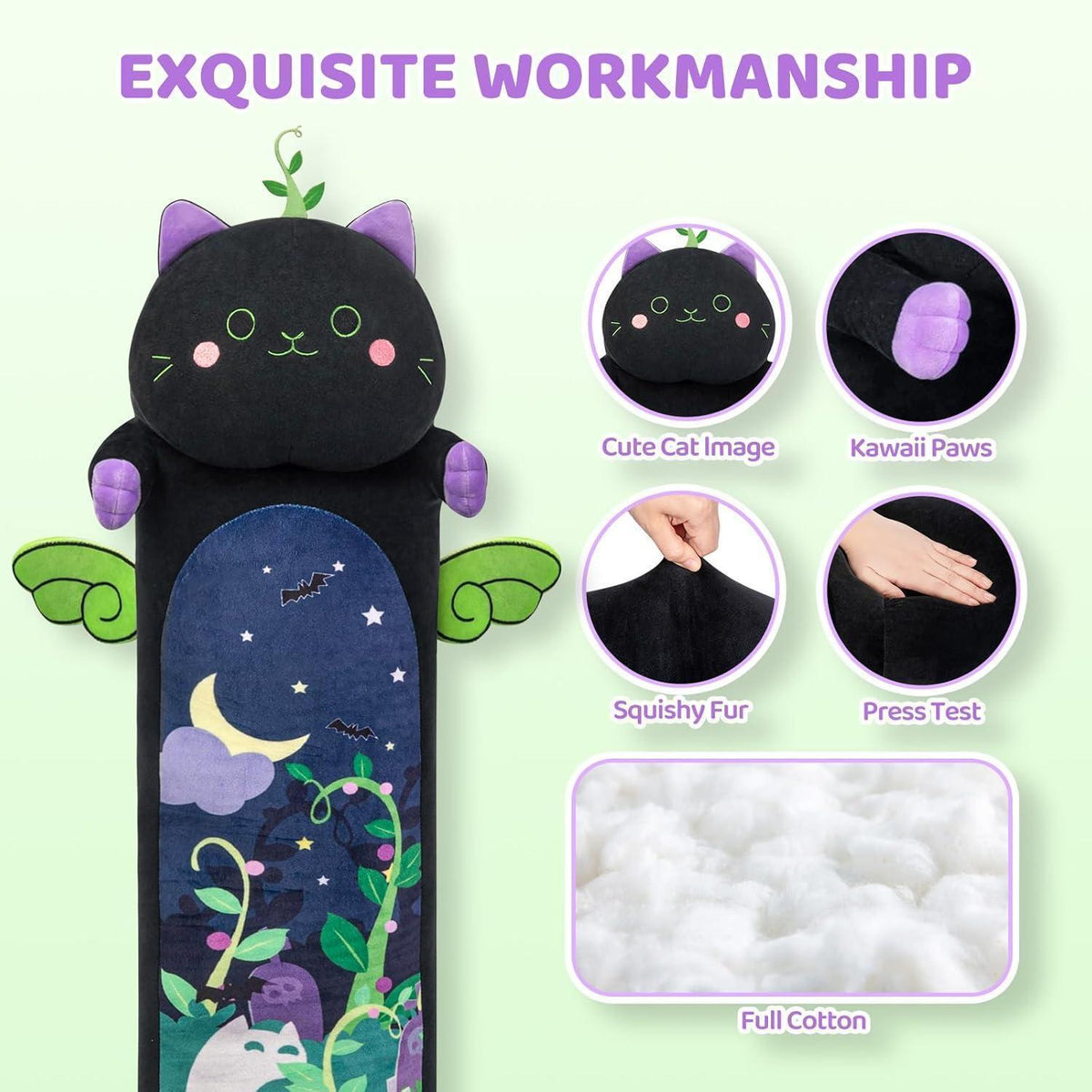 Langes Kuschelkissen Katze – Flauschiges Plüschtier 130cm