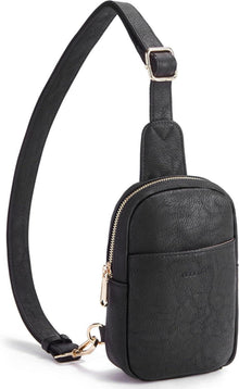 Kleine schwarze Crossbody Bag aus Kunstleder für Damen