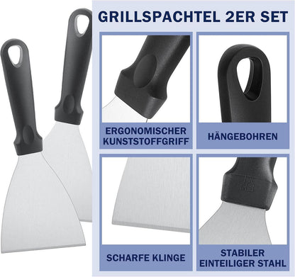 Grillspatel Set Edelstahl Kunststoffgriff BBQ Steak Teppanyaki