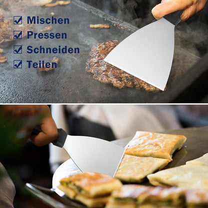 Grillspachtel Set Edelstahl BBQ Grillen Steak Teppanyaki Fleisch