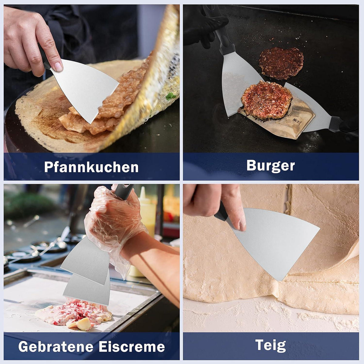 Grillspachtel Set Edelstahl BBQ Grillen Steak Teppanyaki Fleisch