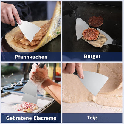 Grillspachtel Set Edelstahl BBQ Grillen Steak Teppanyaki Fleisch