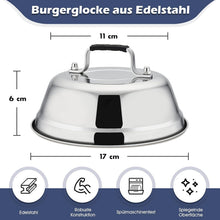 Edelstahl Burgerglocke mit Kunststoffgriff, Grilldeckel für