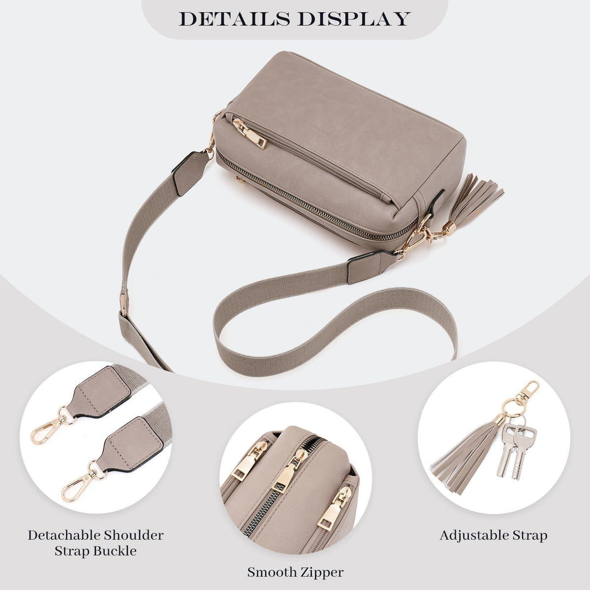 Roulens Damen Umhängetasche Crossbody Abendtasche Veganem Leder Grau