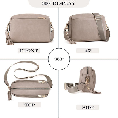Damen Handy Umhängetasche Veganem Leder Crossbody Schultertasche