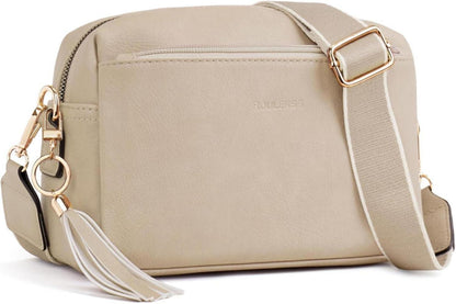 Damen Umhängetasche Veganem Leder Crossbody mit 3