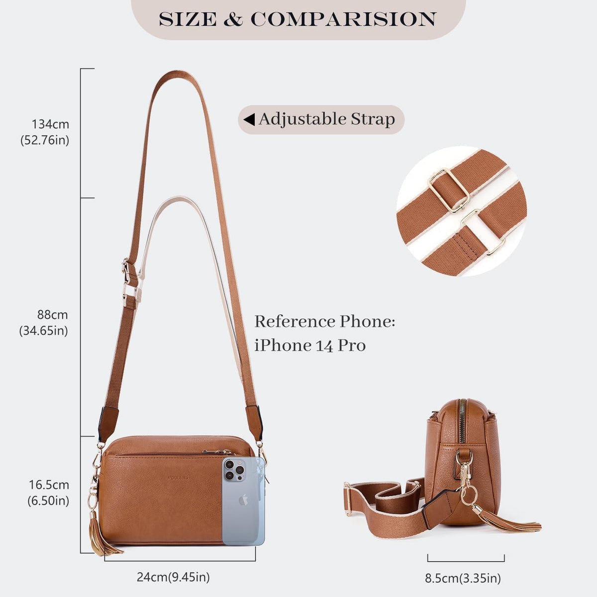Damen Handy Umhängetasche Veganem Leder Crossbody Schultertasche