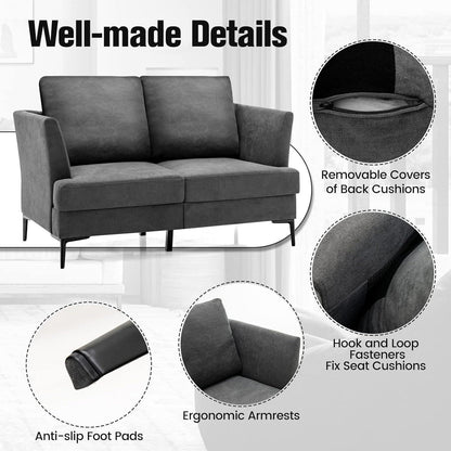 2-Sitzer Sofa mit abnehmbaren Kissen & Metallbeinen