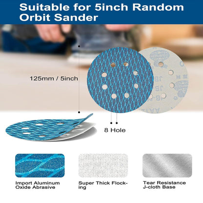 Schleifpapier 125mm Zirkonoxid 64tlg. Körnung Mix für Exzenterschleifer